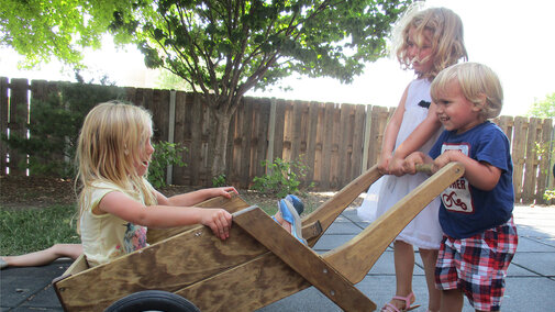 Kids with Wheel Barrow