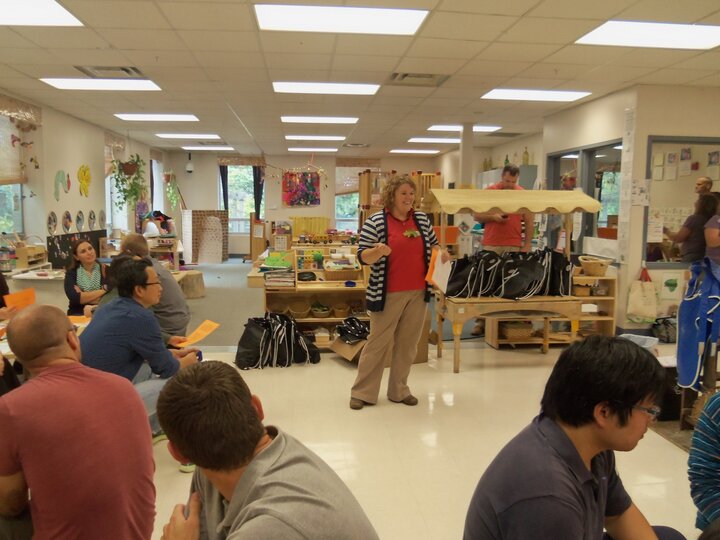 Jennifer talking with instructors.